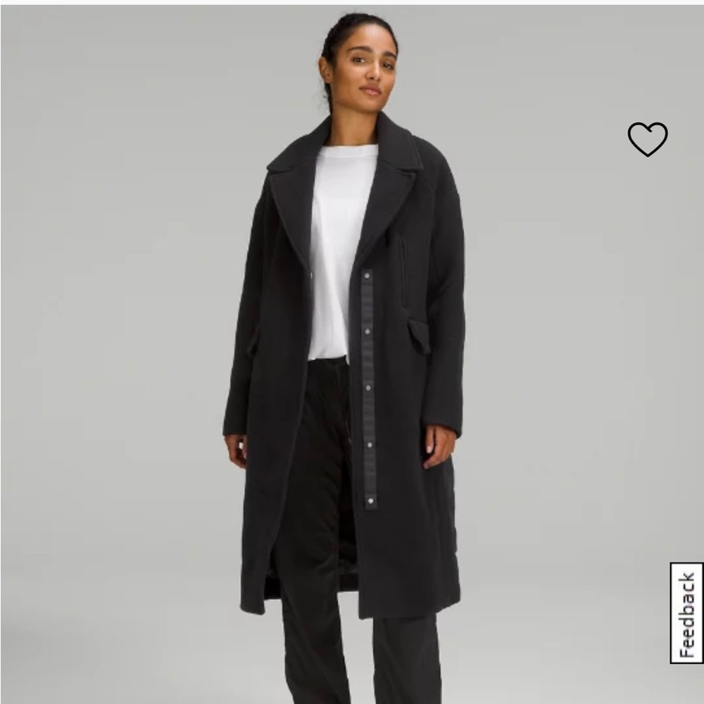Lululemon Wool Long Black Coat Size 8